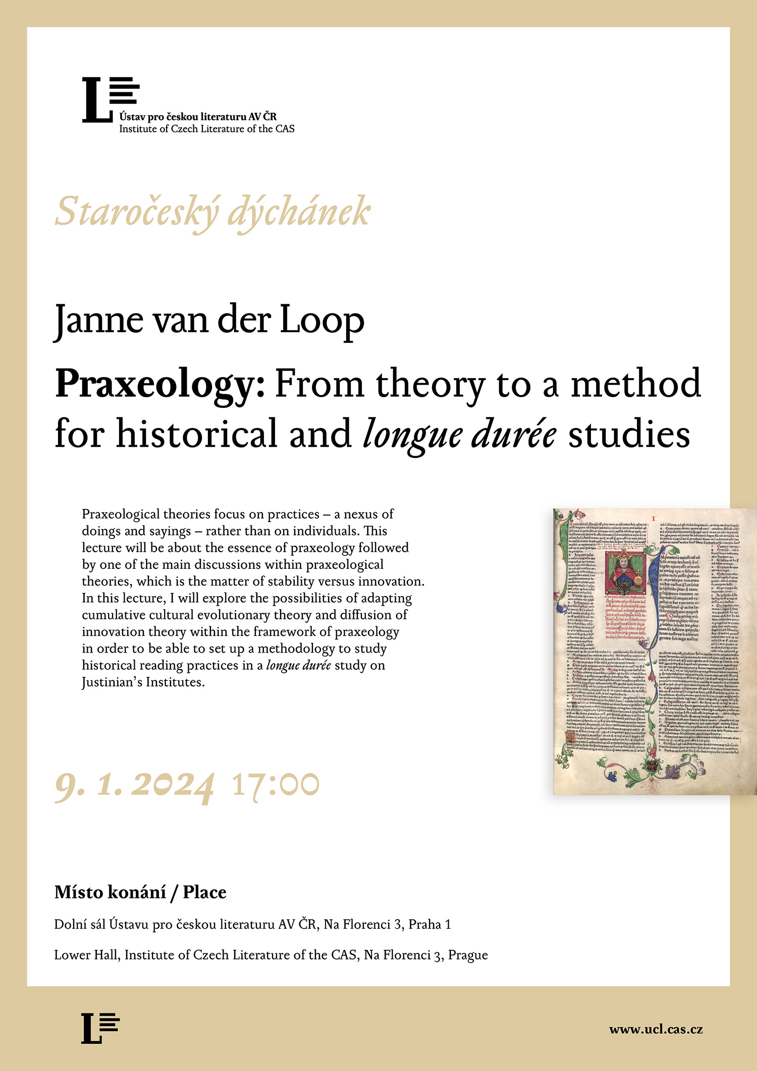 pozvánka na přednášku – Janne van der Loop: Praxeology: From theory to a method
for historical and longue durée studies