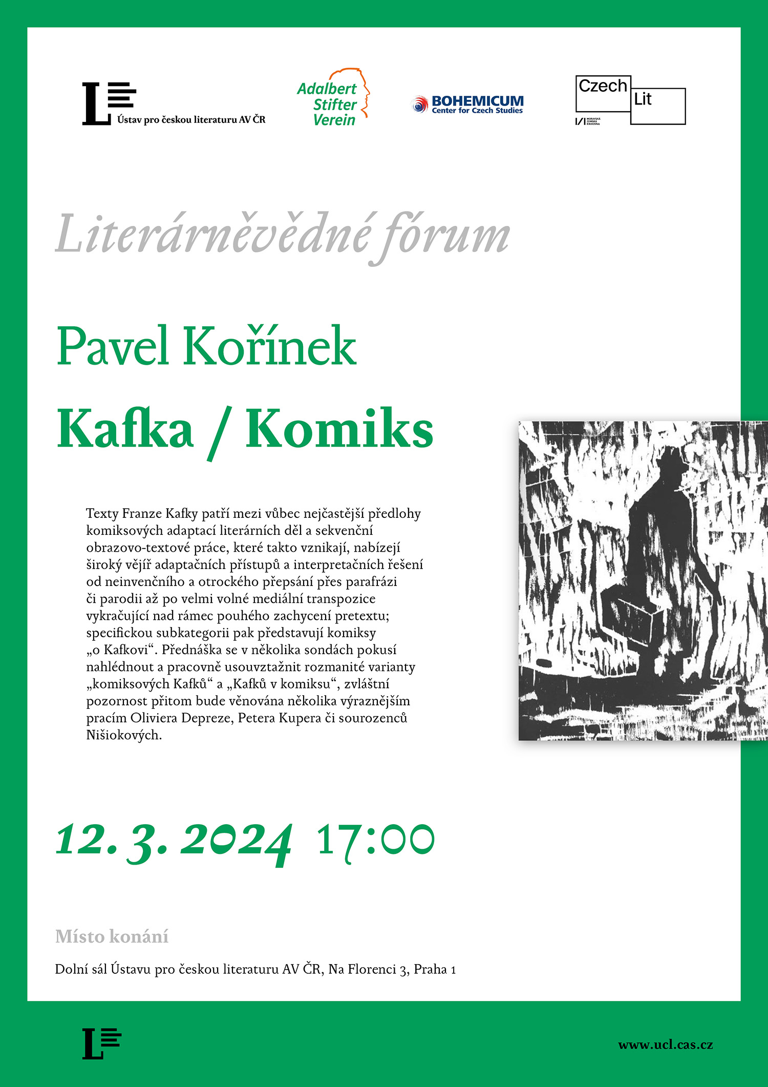 Pozvánka na přednášku: Pavel Kořínek – Kafka / Komiks (12. 3. 2024)